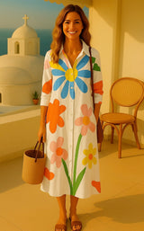 Roxana floral shirt dress, sizes (36-50)