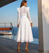 Vestido Kate brocado bordado, encaje largo con cinturón incluido, 2 colores, tallas (36-48) (vídeo)