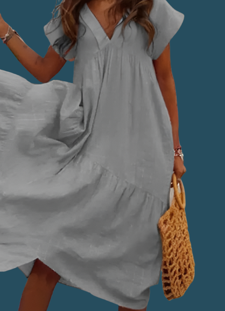 Dancing dress in 100% cotton and linen, 7 colors, 8 large sizes