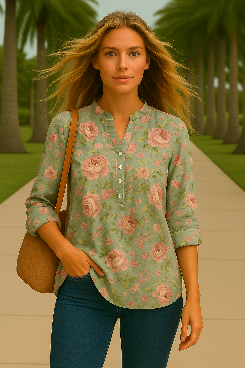 Camisa Clotilde de algodón lino larga, tallas (36-50)