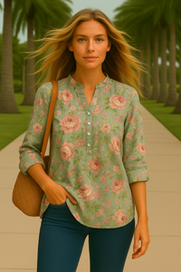 Clotilde long cotton linen shirt, sizes (36-50)