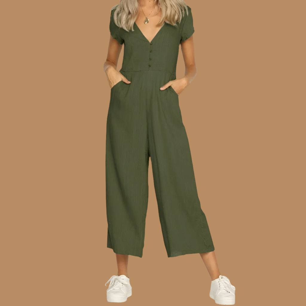 Liberty green linen jumpsuit, 5 sizes