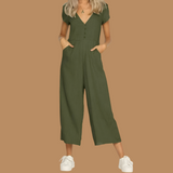 Liberty green linen jumpsuit, 5 sizes