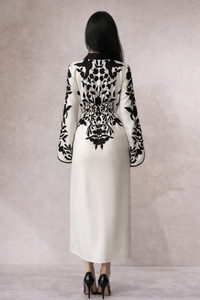 Vestido Michelle crepe gasa estampado con fajín largo, tallas (36-48) lo