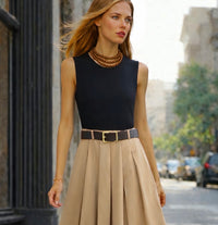 Emily dress, cotton lycra, belt included, sizes (36-46)
