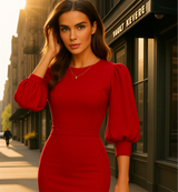 Vestido Mafalda de punto algodón licra spandex, 4 colores, tallas (36-50)