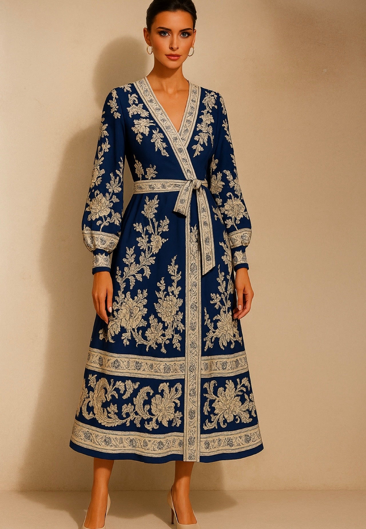 Vestido Marraquesh estampado cruzado, tallas(36-48)