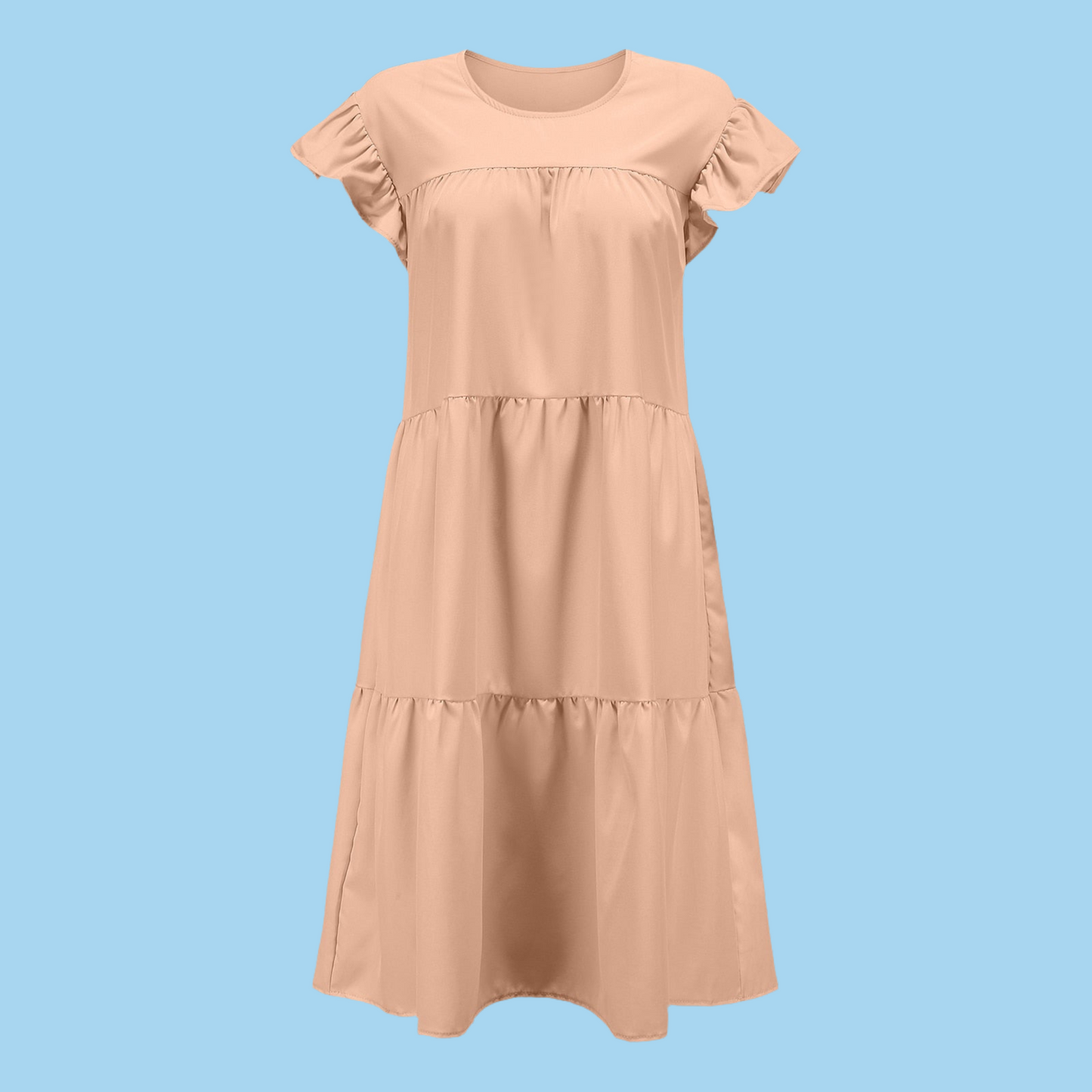 Agatha dress, cotton and polyester ruffles, 7 colors and 6 sizes