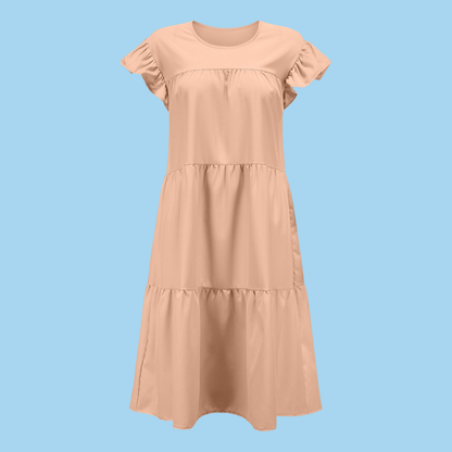 Agatha dress, cotton and polyester ruffles, 7 colors and 6 sizes