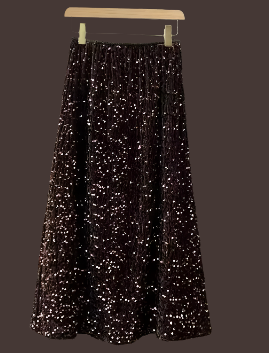 Mintlis women's midi sequin elastic waist Gilda skirt 3 colors (36-48)