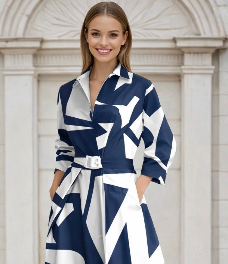 Vestido Candela estampado algodón licra, 2 estampados, tallas (36-52)