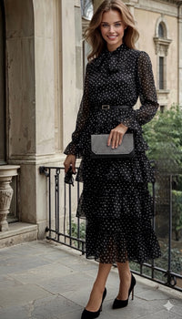 Vestido Ronda de gasa y cinturones incluidos poliester forro Ronda, 6 colores, tallas (36-48)