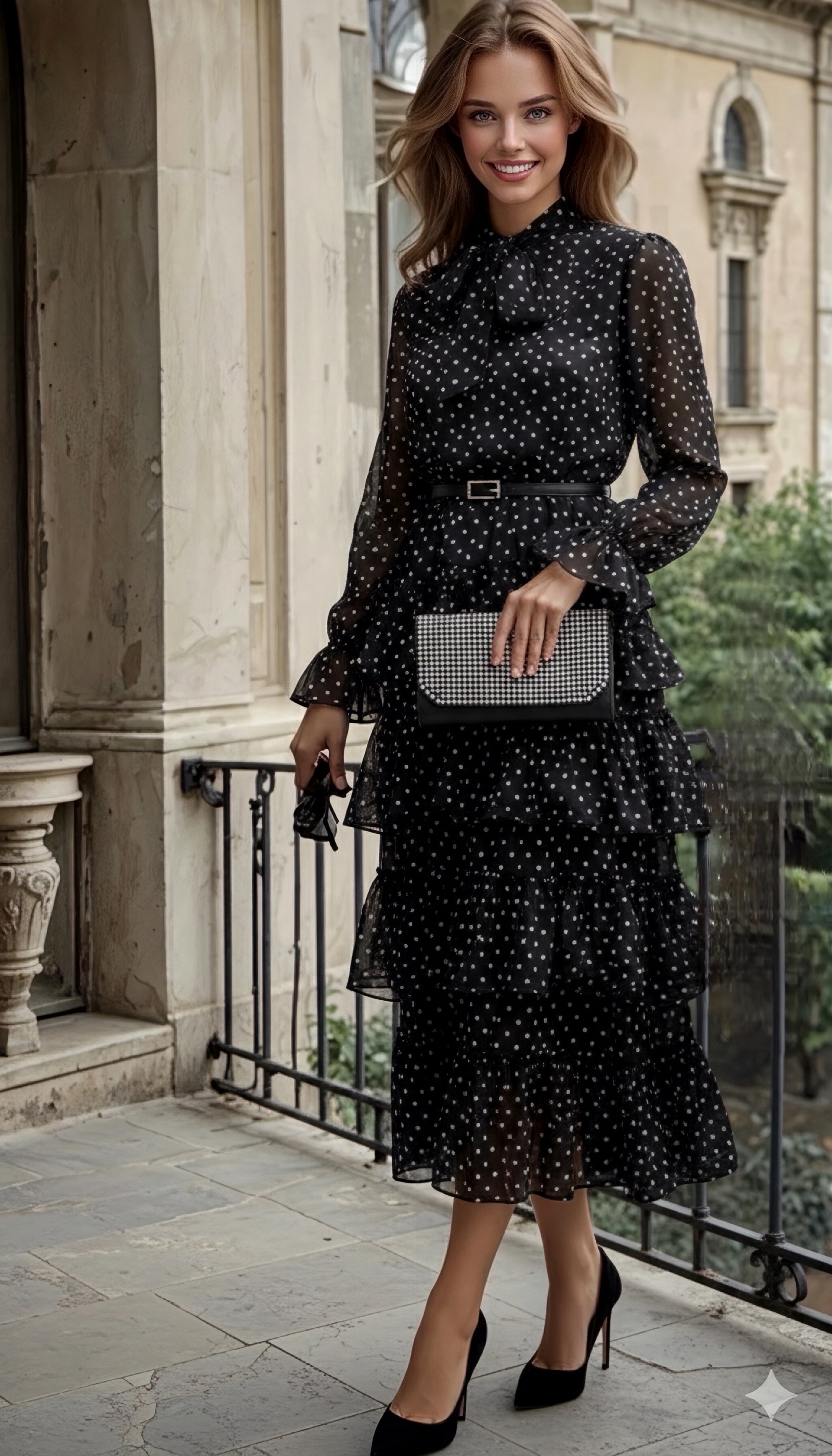 Vestido Ronda de gasa y cinturones incluidos poliester forro Ronda, 6 colores, tallas (36-48)