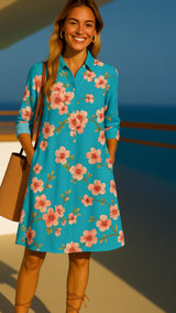 Vestido Figi flores camisero, 4 estampados, tallas (36-50) made in Italy