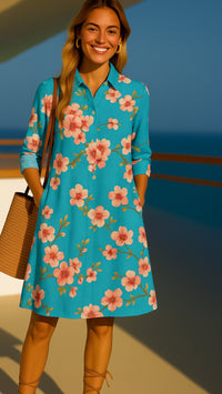 Vestido Figi flores camisero, 4 estampados, tallas (36-50) made in Italy
