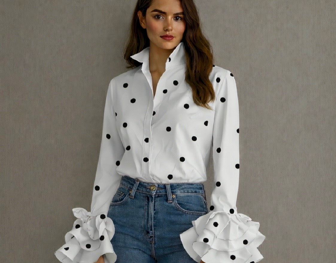 Giralda polka dot cotton shirt, sizes (36-50)