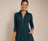Pepa dress with zipper, cotton knit, lycra, elastane, 4 colors, sizes (36-48)