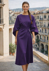 Vestido Grace de punto de algodón con fajín , 3 colores, tallas (36-50)