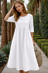 Vestido Dianne de algodón, viscosa con bolsillos, 2 colores, tallas (36-48)