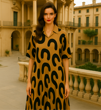 Vestido Safari ancho punto de algodón , 3 estampados, tallas (36-54)made in Oporto
