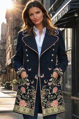 Levita Florence azul marino de lana y bolsillos tallas (36-50)