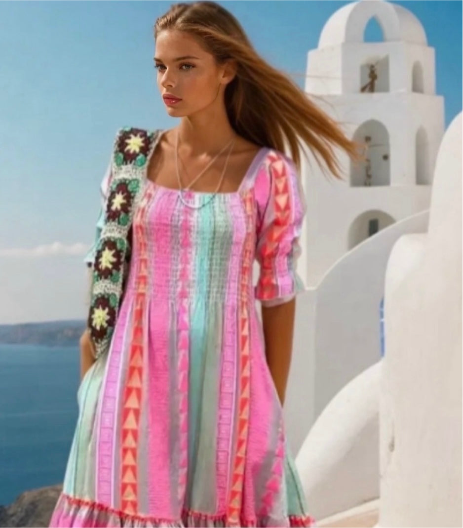-30% OFF Simonette dress with flower brooch included, 8 colors sizes (36-48)