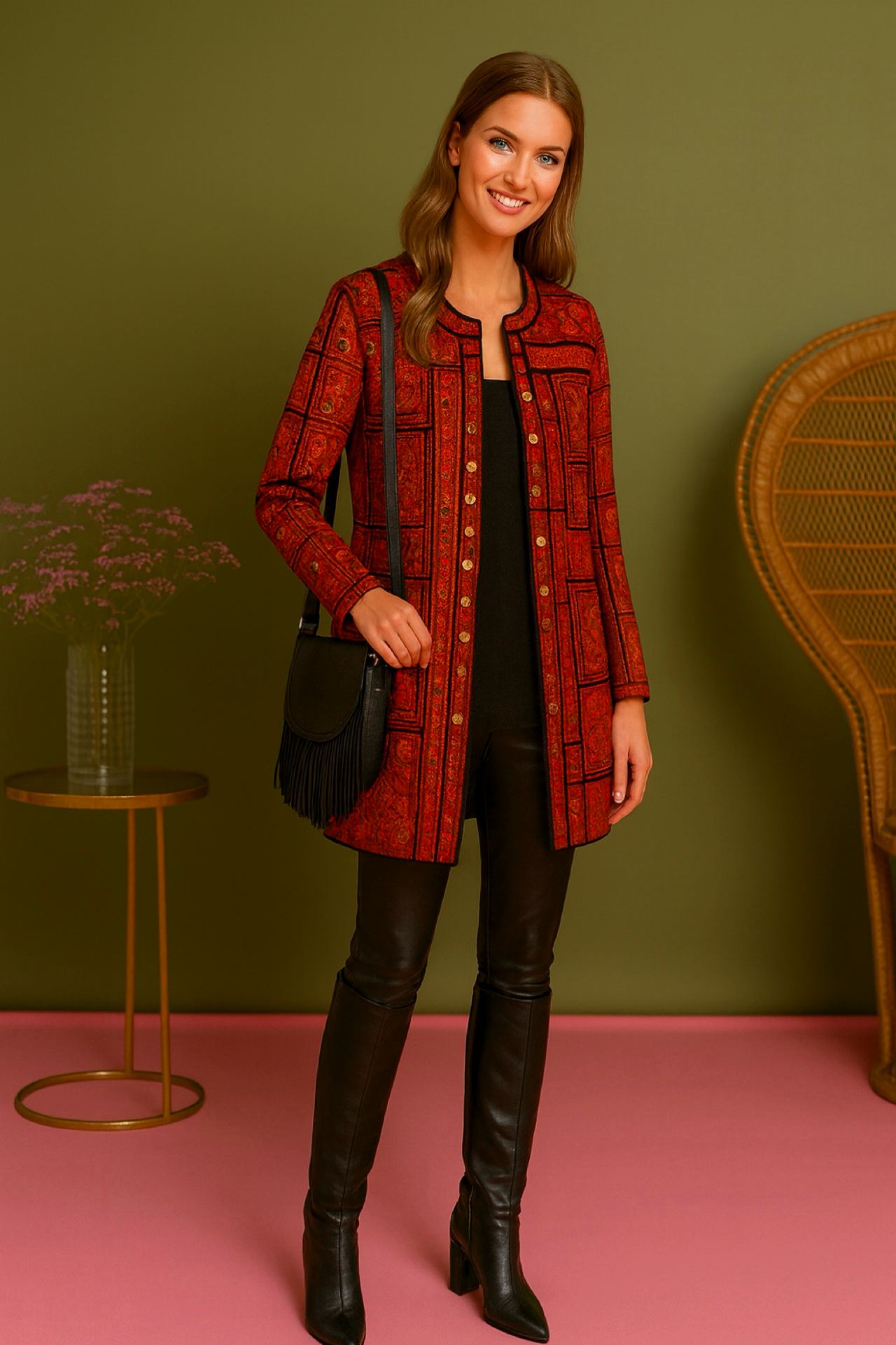 Levita Orlando de patchwork estampada, 2 colores, talla (36-52