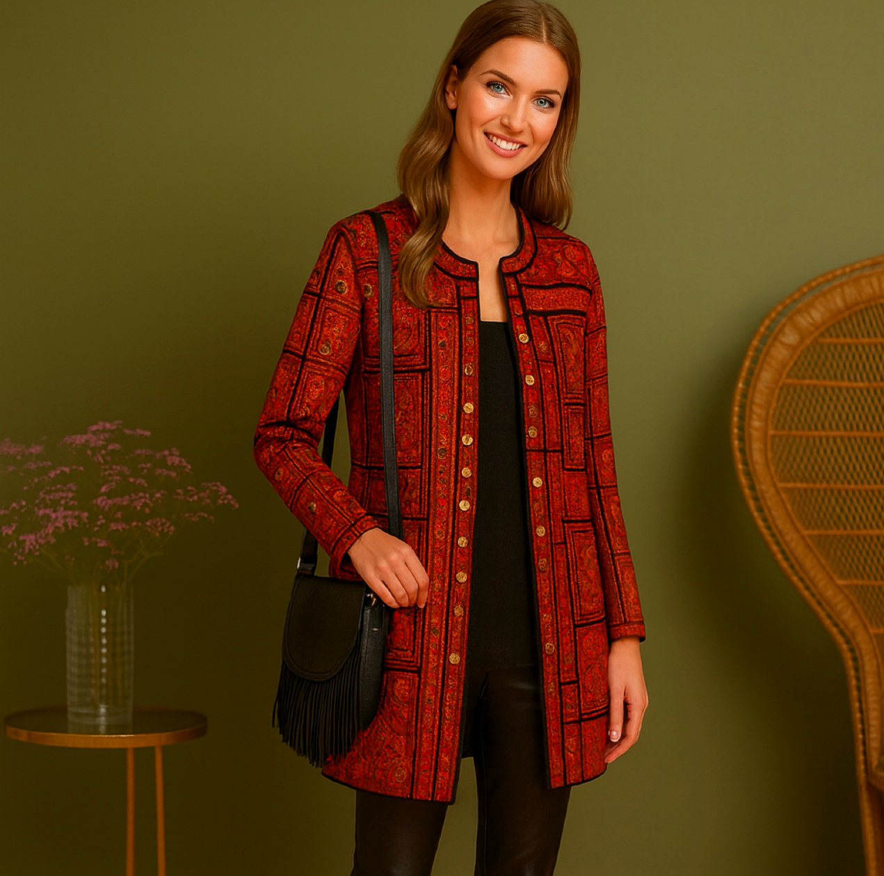 Levita Orlando de patchwork estampada, 2 colores, talla (36-52