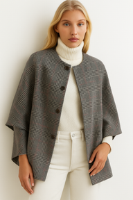 CASABLANCA wide-sleeved cape jacket, tweed and wool, 2 models, sizes (36-50), made in Italy