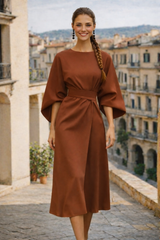 Vestido GRACE punto de algodón licra con fajín incluido, 4 colores tallas (36-48) (vídeo)