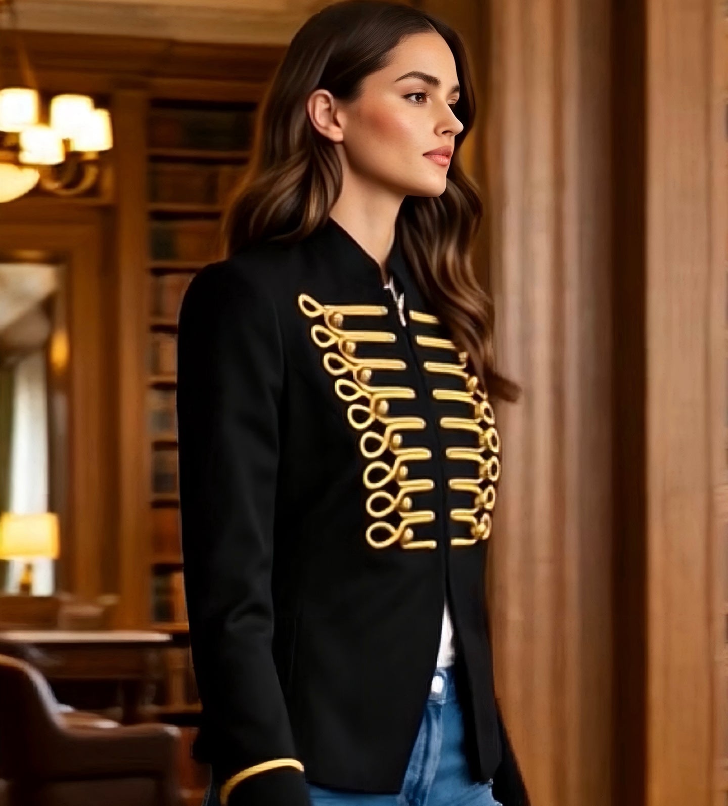 Chaqueta Alma pasamaneria bordada negro, tallas (36-46)