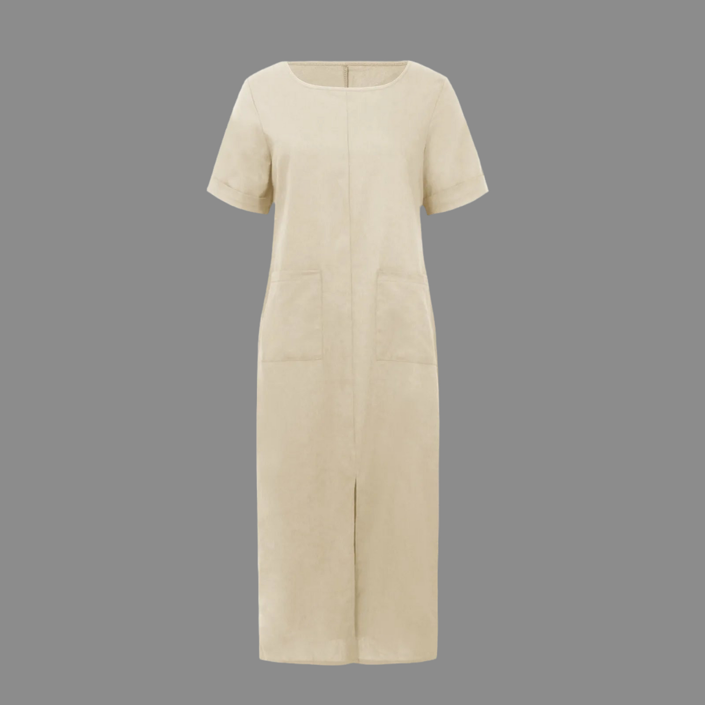 Remy cotton linen dress with pockets, 4 colors, sizes (36-52)