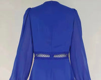 Mintlis mujer, crepe de gasa crotchet, vestido Aisha azul, tallas (36-44)