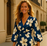 Vestido Norma cruzado satinado licra elastane, tallas (36-50)