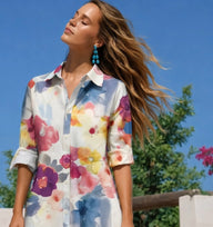 Vestido Rosalía camisero Midi algodón, 2 estampados, tallas (36-50) (vídeo)