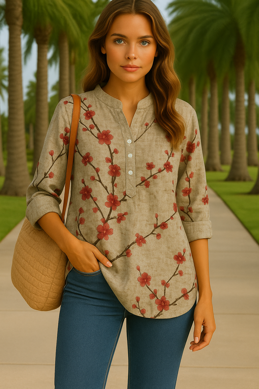 Camisa Clotilde de algodón lino larga, tallas (36-50)