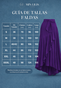 Conjunto Lisboa 2 piezas morado top estampado y falda volantes, tallas (34-48) vídeo