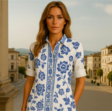 BLUES shirt dress, 5 prints, sizes (36-52)