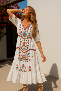 Candelaria embroidered dress, 4 colors, one size (38-48)