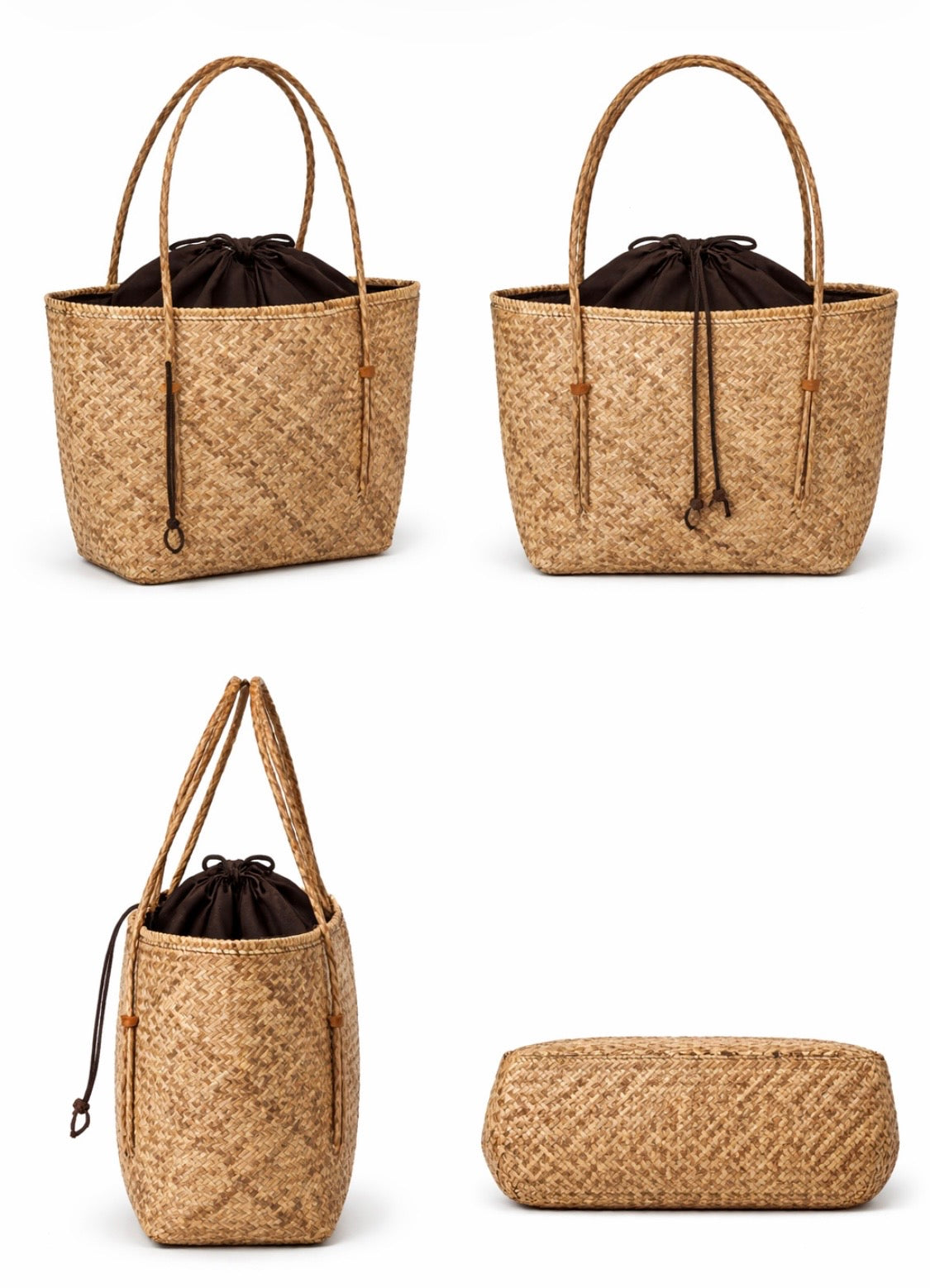 Cesto Bali rafia
	•	Alto: 28–32 cm
	•	Ancho: 35–40 cm
	•	Fondo: 12–15 cm