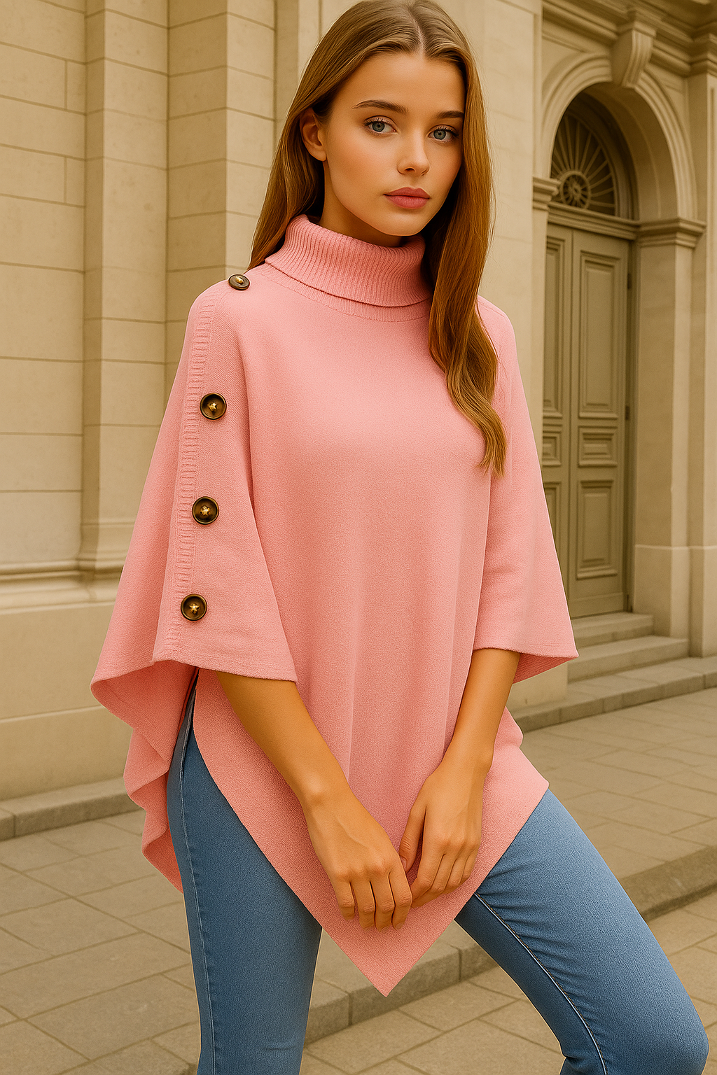 Mintlis poncho mujer punto Davinia, 6 colores, talla única(36-48)