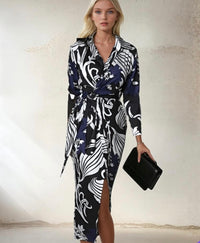 Mintlis mujer, algodón vestido Constanza azul  midi, tallas (36-44)