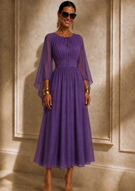 Vestido Mónaco chiffon, 2 colores, cintura elástica trasera, tallas (34-48) vídeo