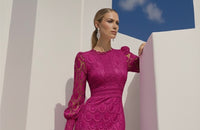Dominica dress, embroidered and lined, 5 colors, sizes (36-48) (video)