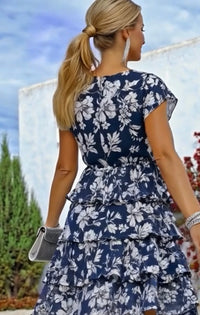 Claire printed chiffon dress, sizes (36-50) (see video)