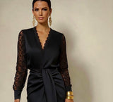 Puerto Rico dress, cotton lycra elastane, lace sleeves, 2 colors, sizes (36-48) (video)