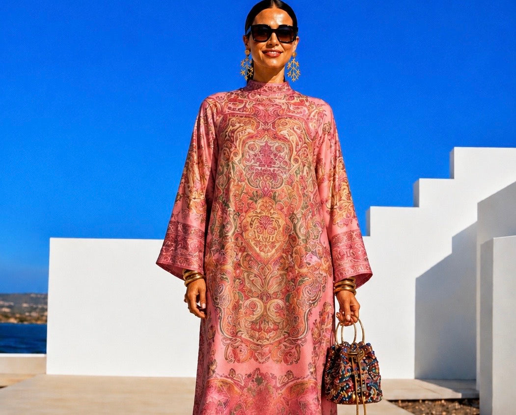 Yasmin cashmere chiffon viscose dress, sizes (34-50) video