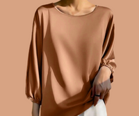 Tunica Gabriela satinada spandex con goma en las mangas , 4 colores,              8 TALLAS GRANDES