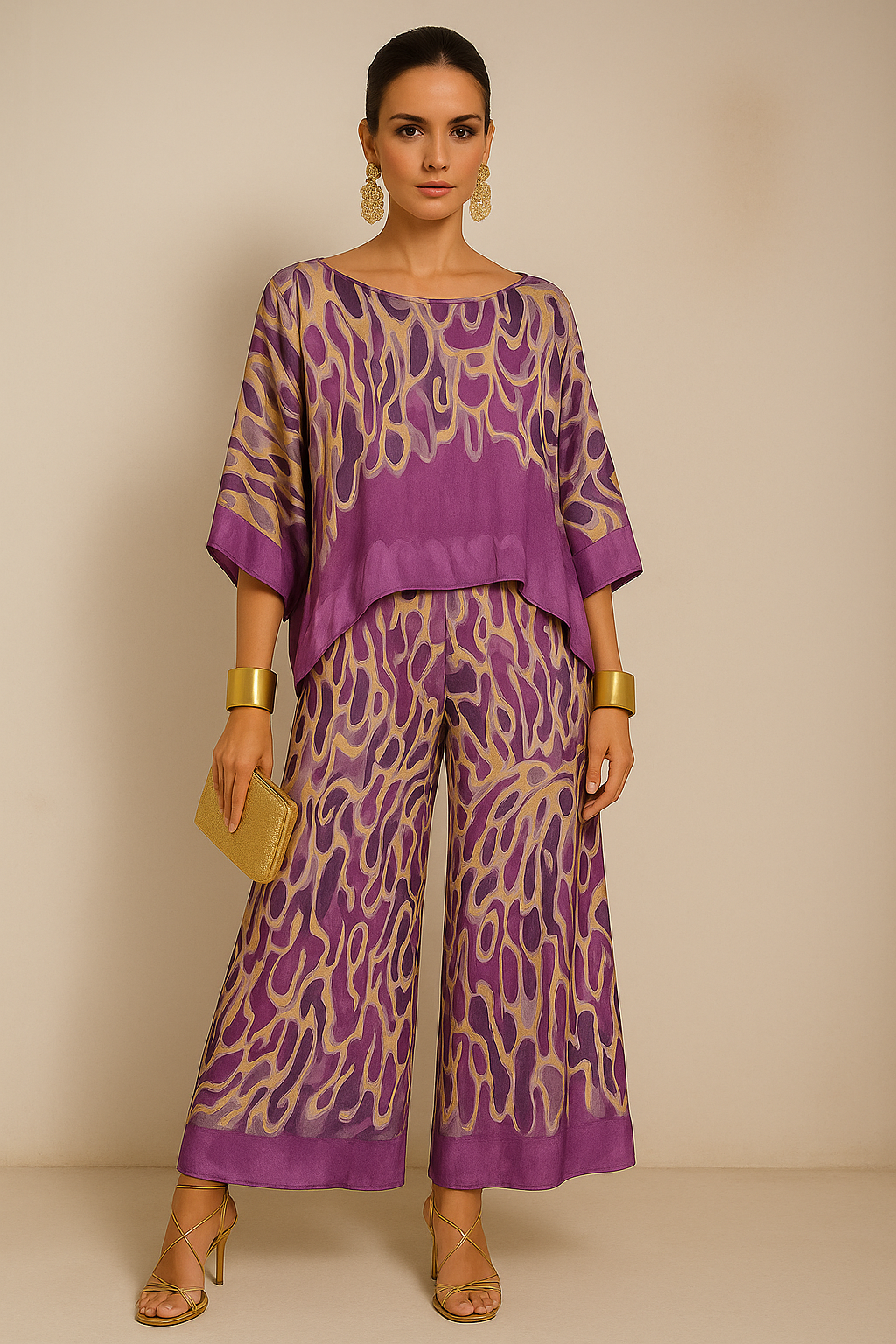 -50% OFF Kelly set, 4 prints top and elastic waistband pants sizes (36-50) very comfortable