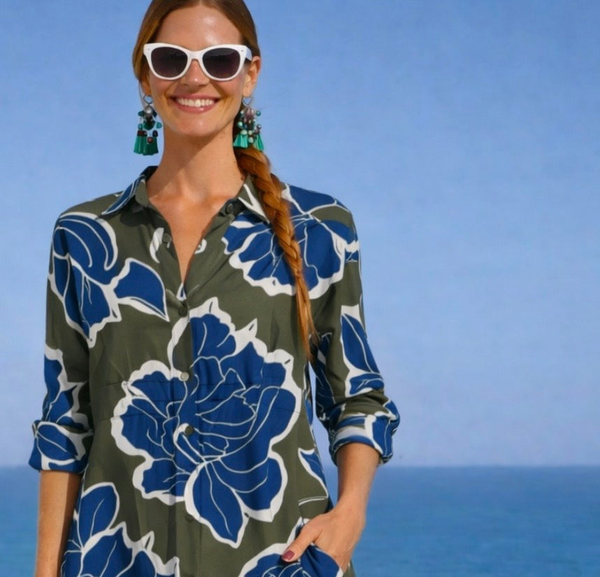 Vestido Candy camisero algodón bolsillos, 3 estampados tallas (36-50) (vídeo)